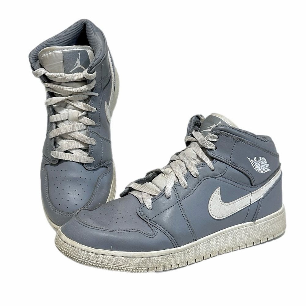 Nike Air Jordan 1 Mid Grey White Size 7Y