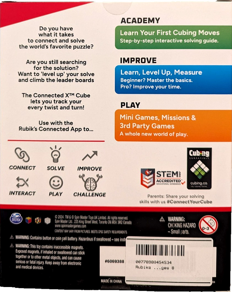 NEW! Original Rubik’s Connected X Bluetooth-Enabled 3x3 Speed Cube System