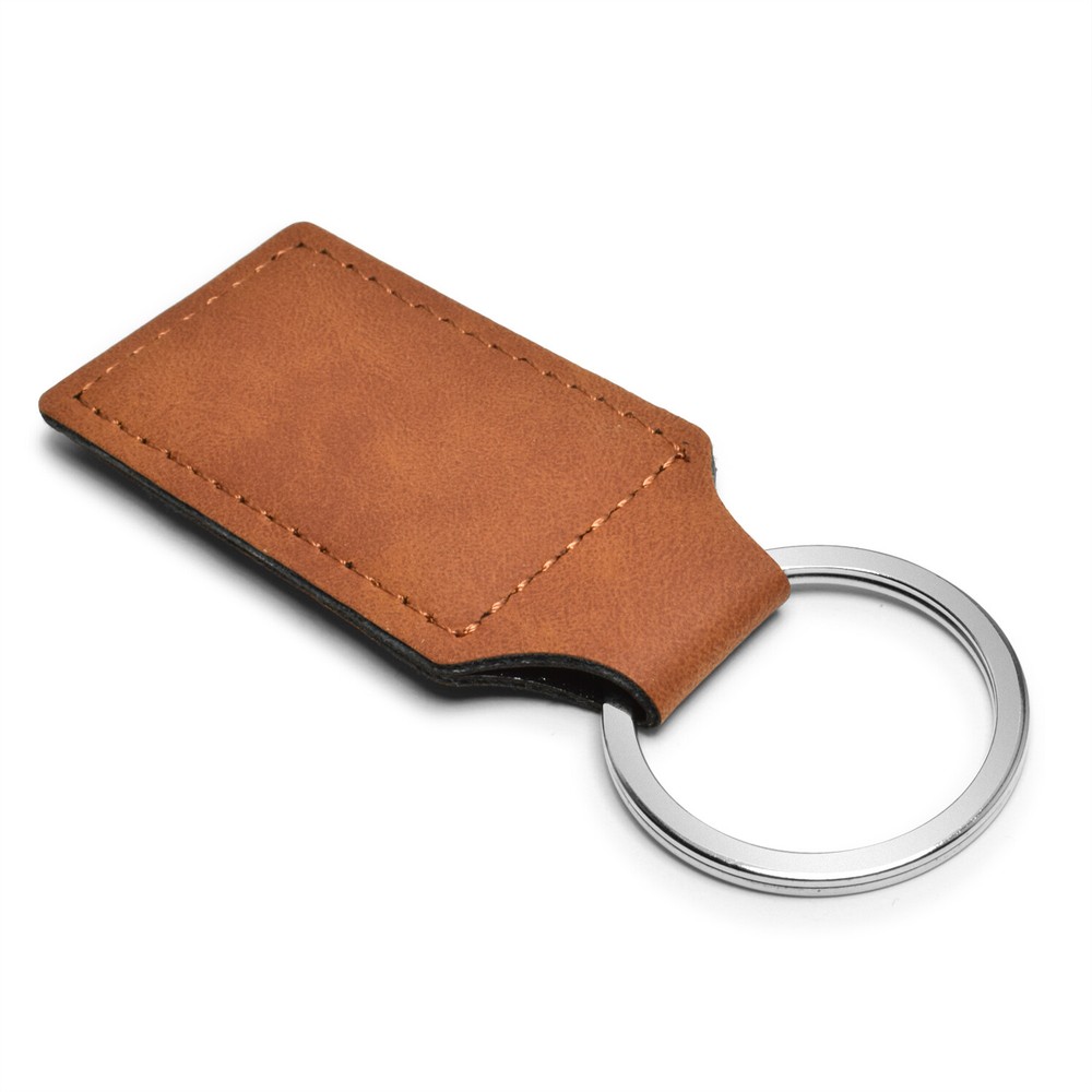 Jeep Rectangular Brown Leather Key Chain Key-Ring