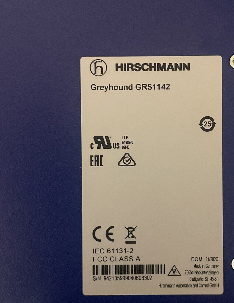 HIRSCHMANN Greyhound GRS1142 Switch Base Unit. No P/S or Modules. Unused.