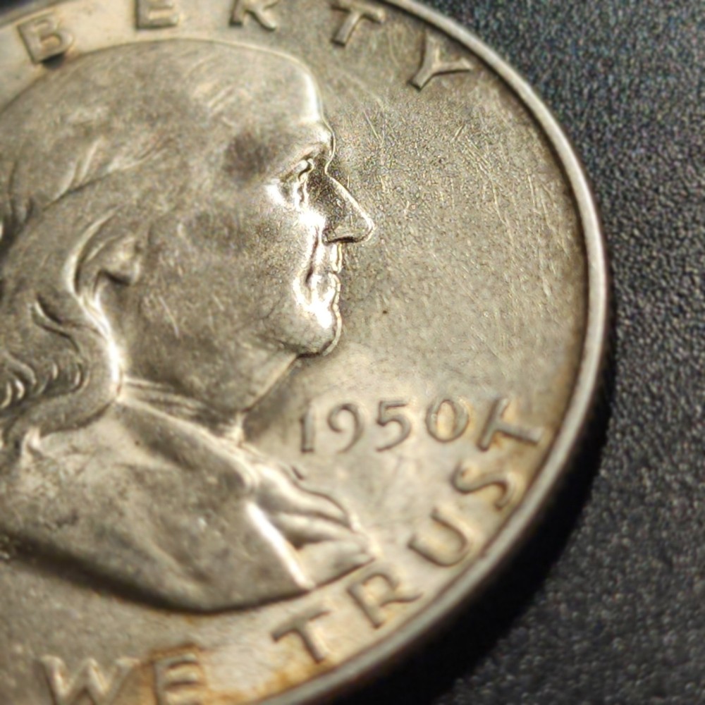 1950 D Franklin Silver Half Dollar, 50 c Coin