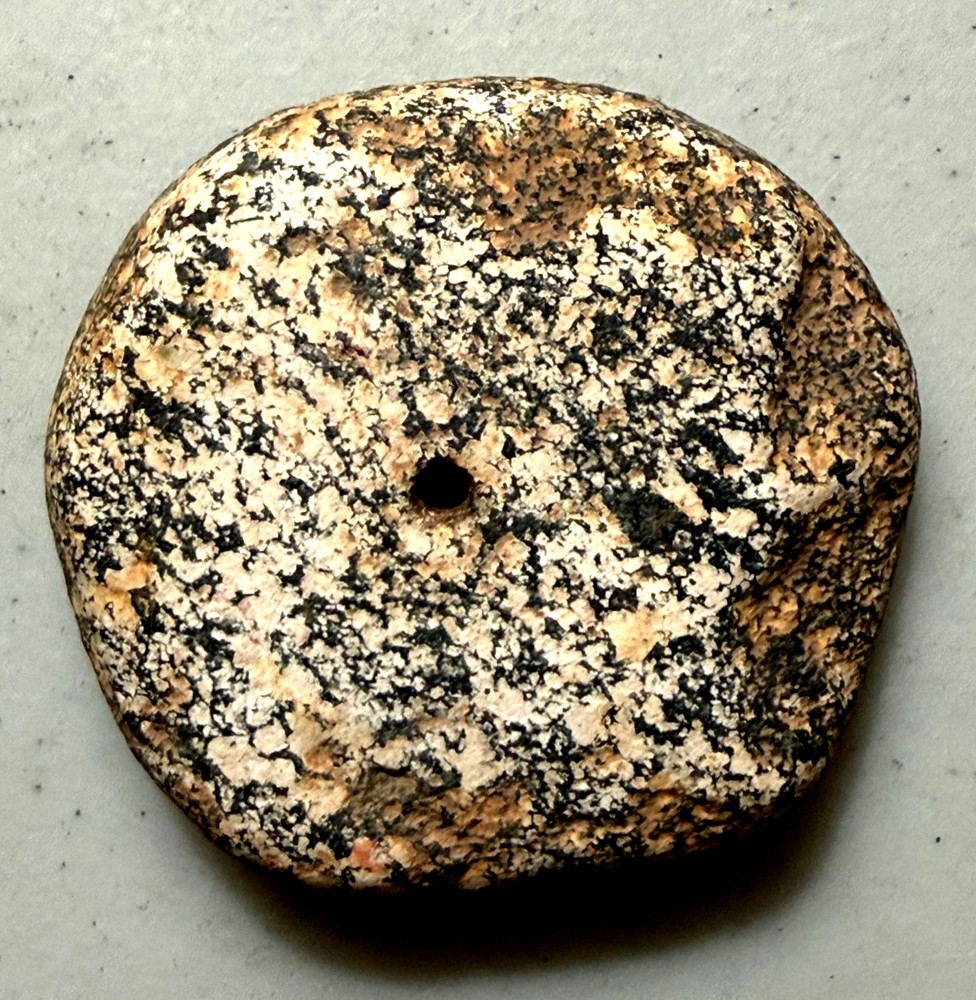Large Neolithic African Flat Disk Bead, 2-1/4" dia, Diorite, Good Condition