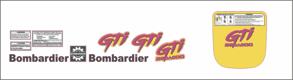 SEADOO GTI 1997 Graphics / Decal / Sticker Kit pink