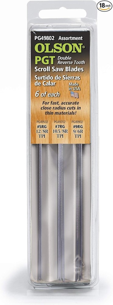 Precision Double Reverse Tooth Ground Scroll Saw Blade Assortment PG49802