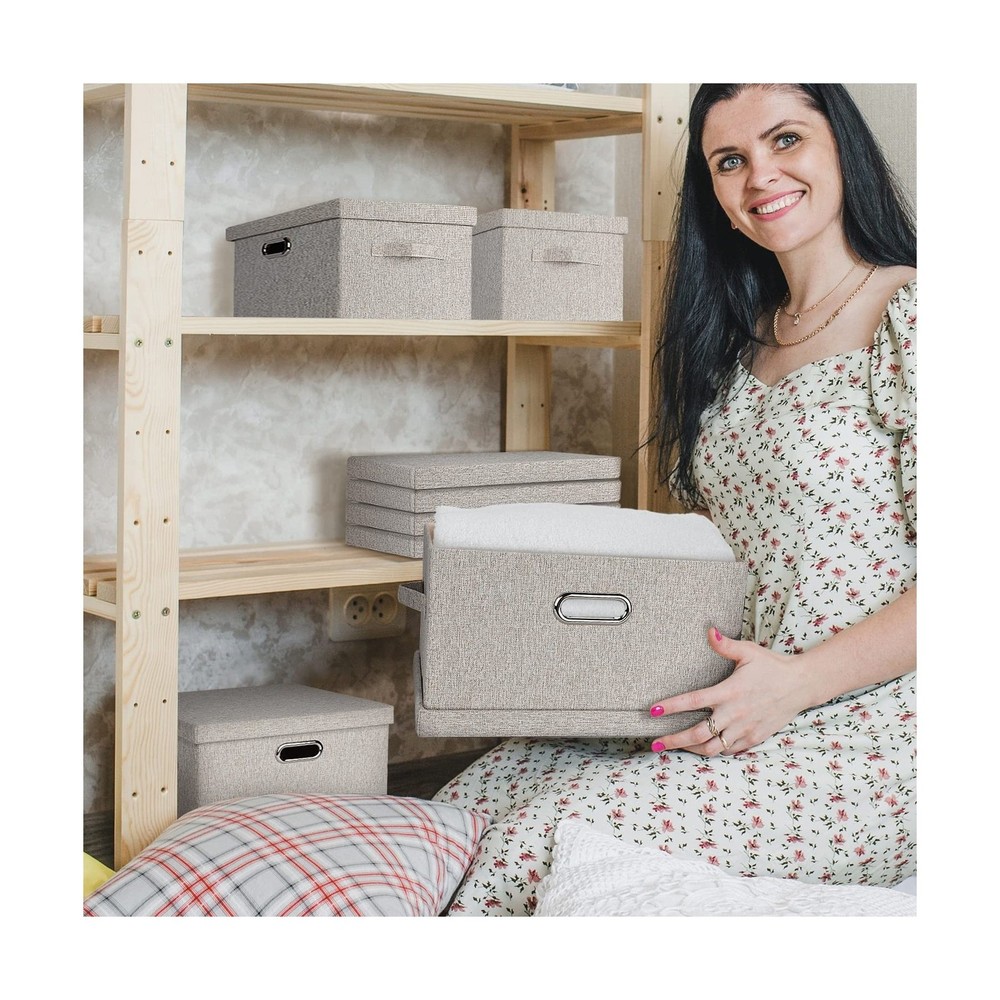 Graciadeco Large Quart Collapsible Stackable Storage Bins with Lids, 3 Packs ...