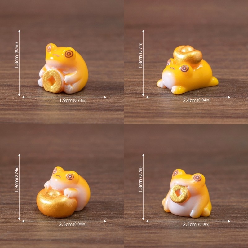 4Pcs Resin Toads Figurines Mini Toads Statues Microlandscape Ornament Toy Gift