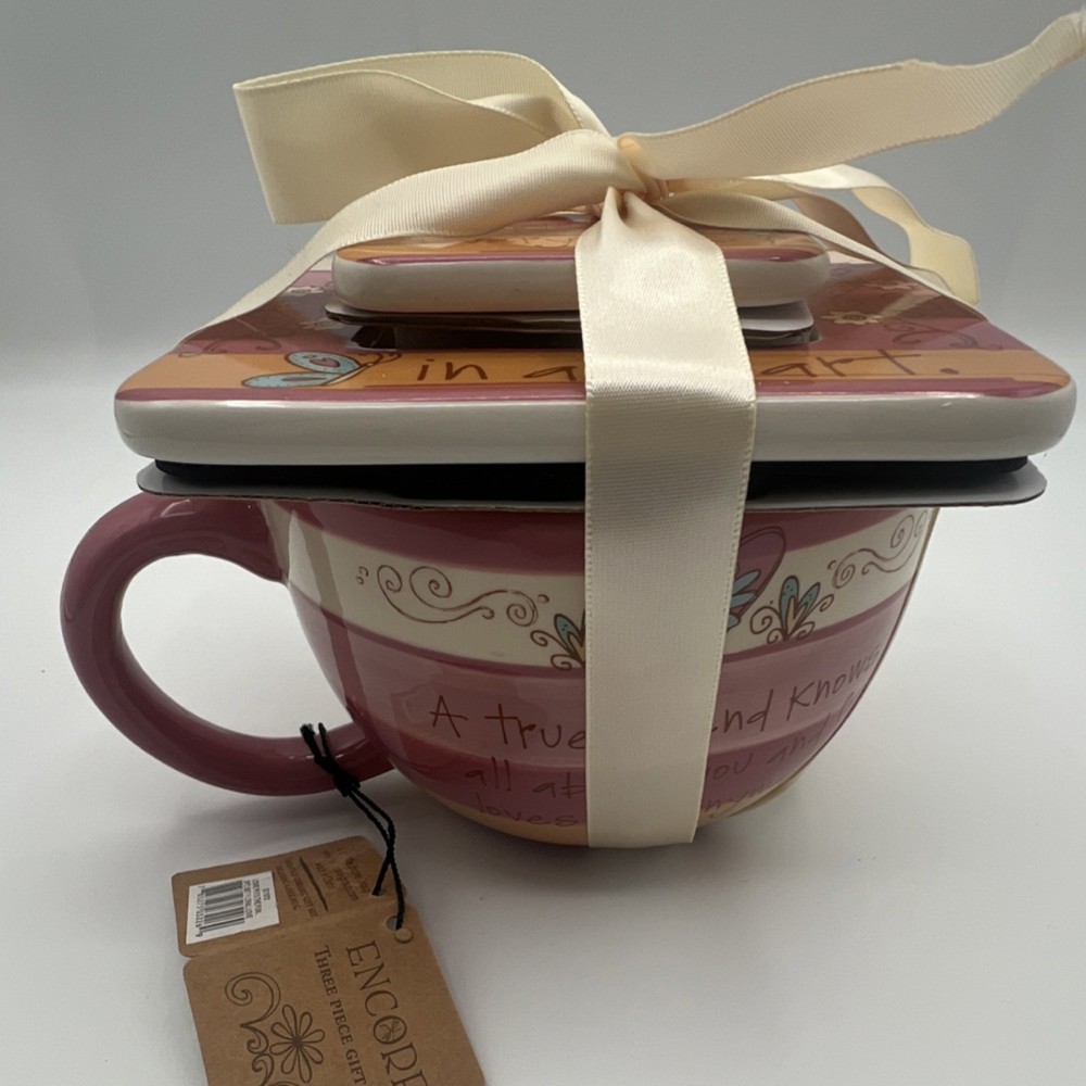 Encore Ceramic 2008 Three-Piece Set Mug 16oz, Baking Dish, Microwave Safe