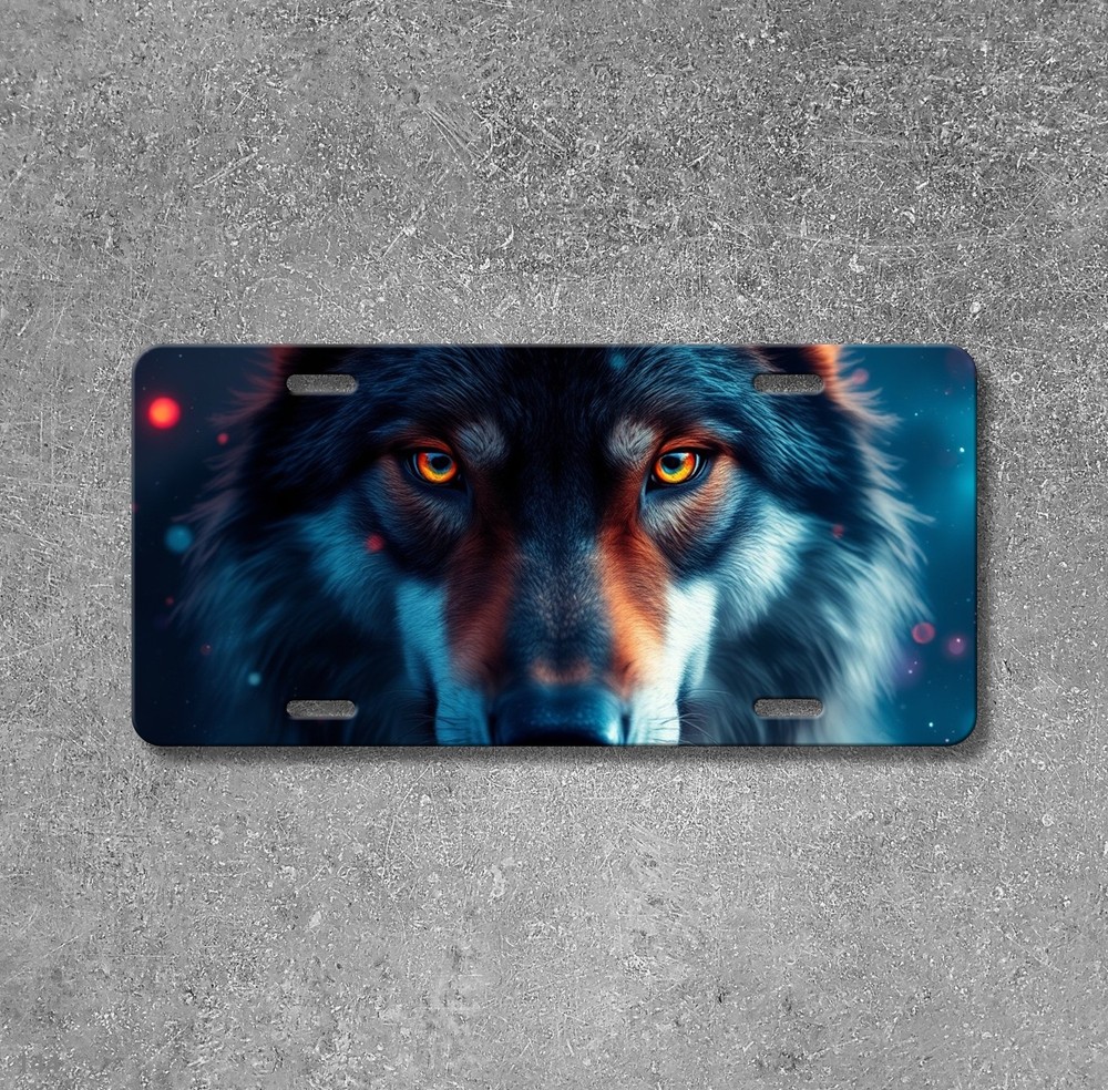Hyperrealistic Wolf License Plate Your Text Decorative Plate Special Gift