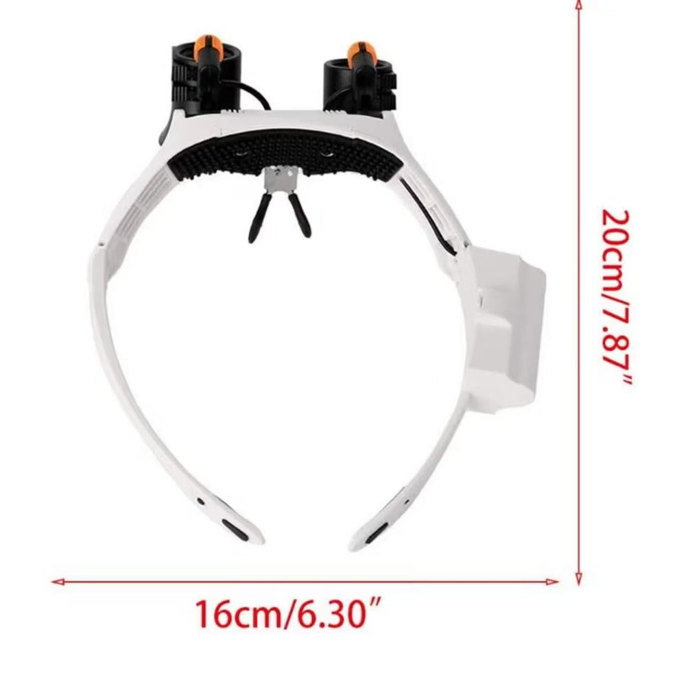 Magnifying Headset with 2 LED, 10 Interchangeable Lenses (3X–25X)
