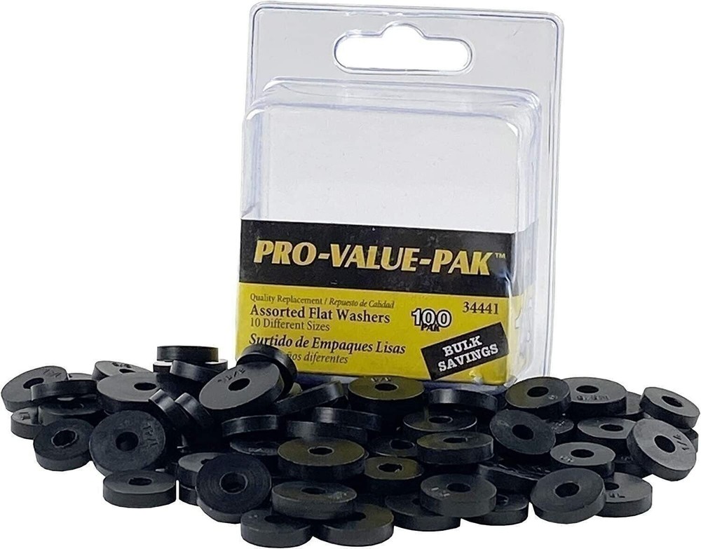 DANCO Assorted Flat Washer PRO Set, Black, 100-Piece (34441)