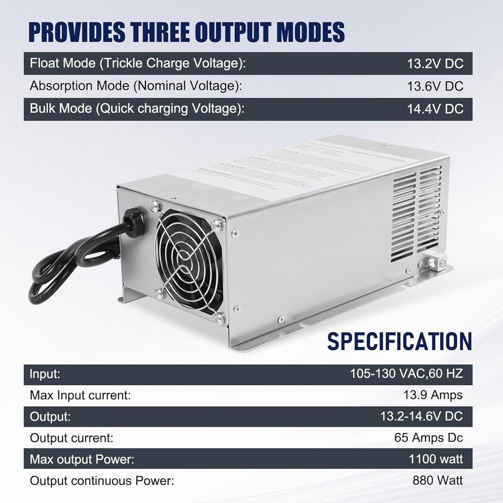 WF-9855 RV Converter 55 Amp Deck Power Converter Charger RV Trailer Camper 12V
