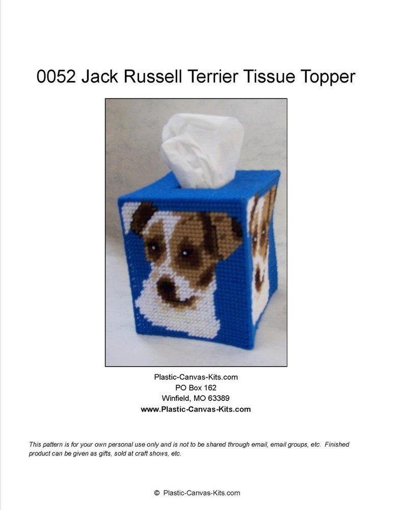 Jack Russell Dog Tissue Topper-Plastic Canvas Pattern or Kit