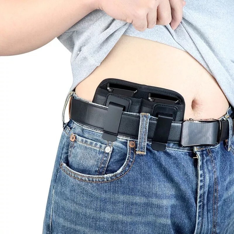 IWB Double Magazine Holster for Single Stack 9mm Mag fits Glock 43, M&P Shield +