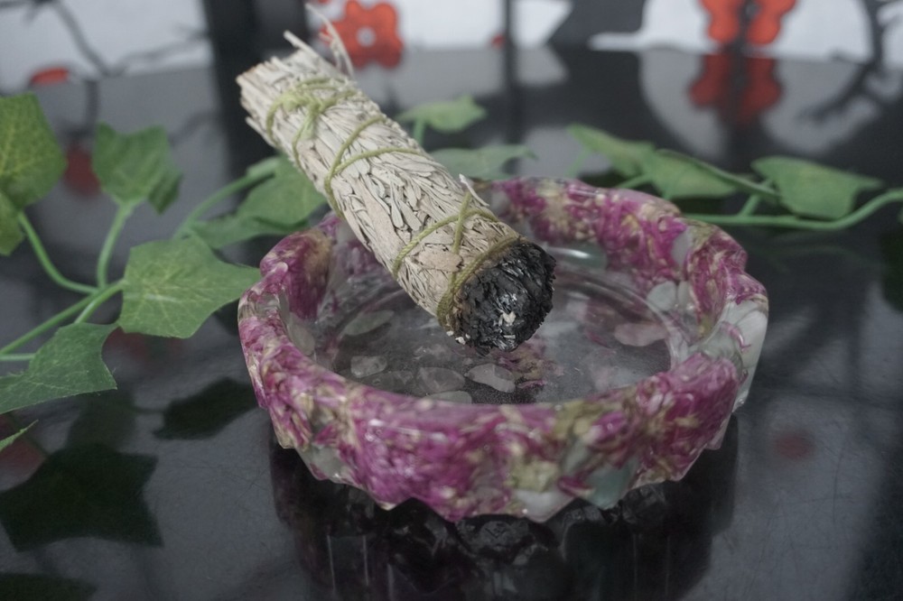 Crystal/Gemstone Sacred Geometry Ashtray Handmade 