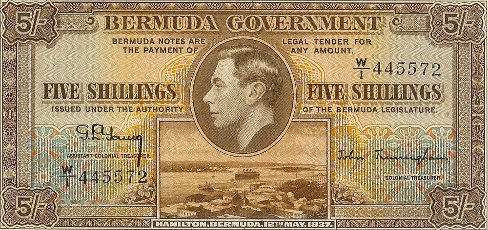 Bermuda: 5 Shillings King George May 12, 1937