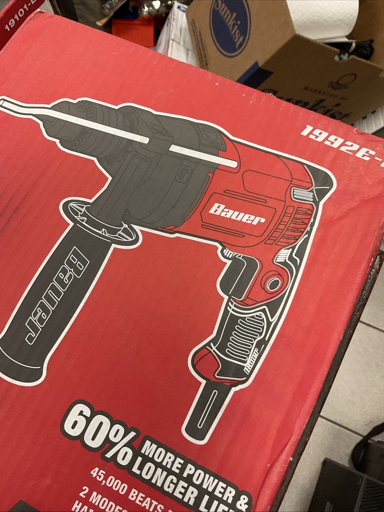 NEW Bauer Hammer Drill Tool 7.5 Amps Reversible Variable Speed Heavy Duty 1/2"