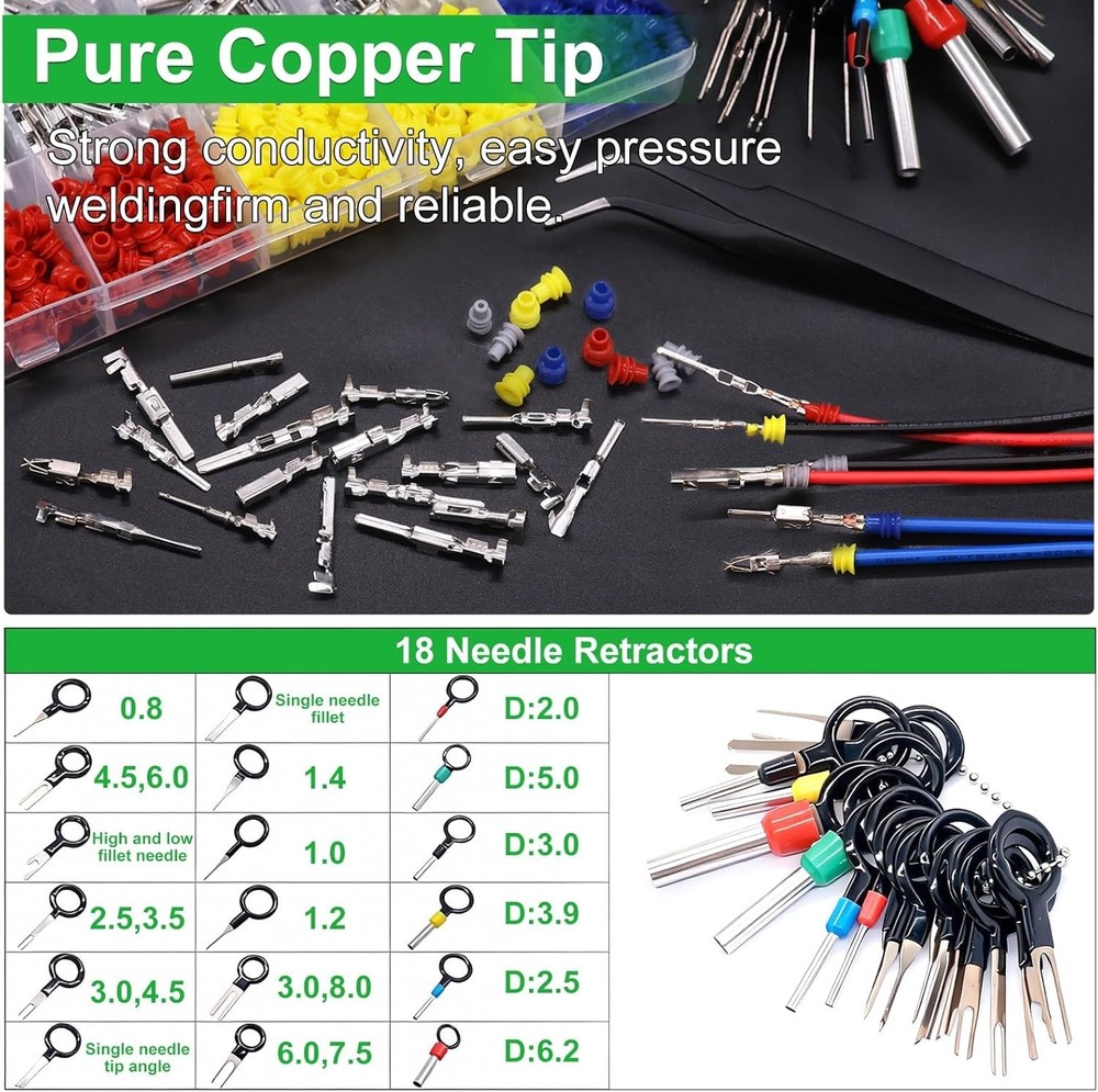 Comprehensive 535Pcs Wire Connector Kit with Crimping Tool - 26 Types Included