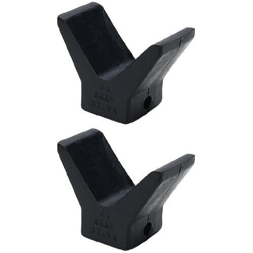 2 PACK 2 Inch Mounting Width Boat Trailer Black Molded Rubber V Bow Stop