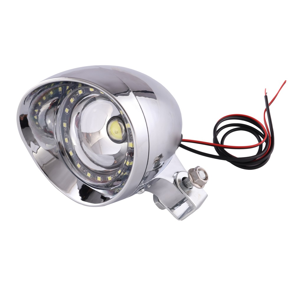 Universal Motorcycle LED Headlight Head Lamp Chrome For Harley Chopper Custom