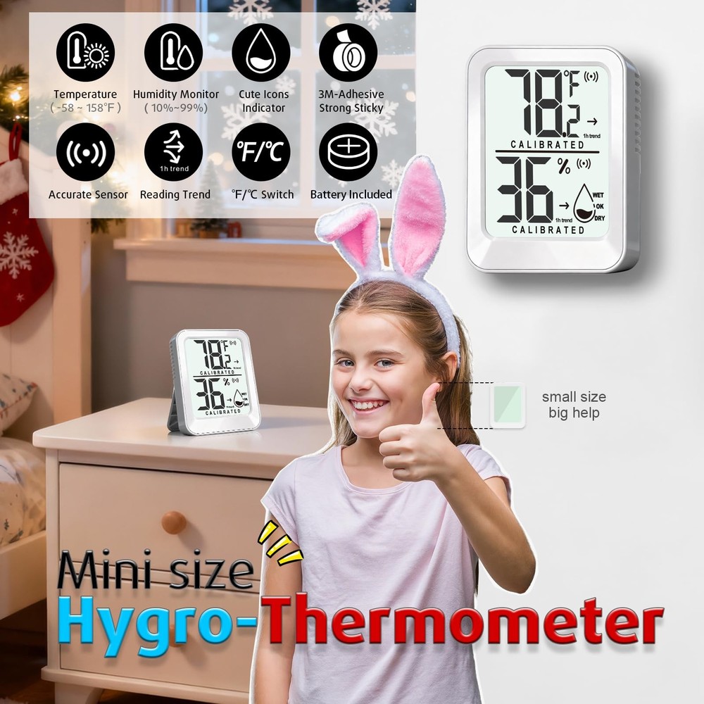 AyayaBoss 3 Pack Room Mini Temperature Humidity Meter 3 - White