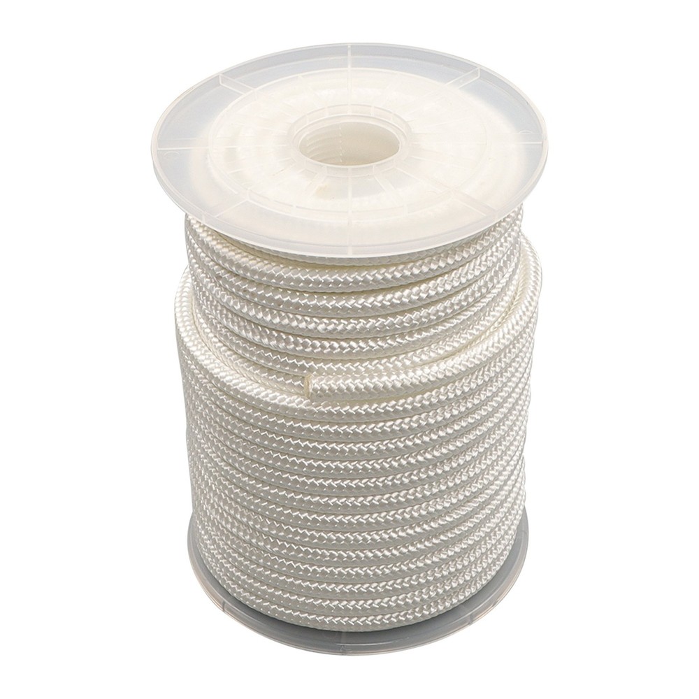 White 3/8 Inch Nylon Rope 100 Foot Spool 100% Nylon Solid Braid Rope Dyeable