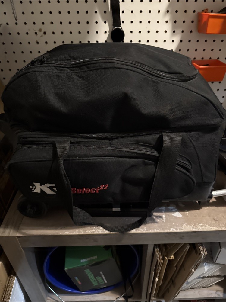 KR Select 22 Double Ball Bowling Bag Black Wheeled Rolling Extendable Handle