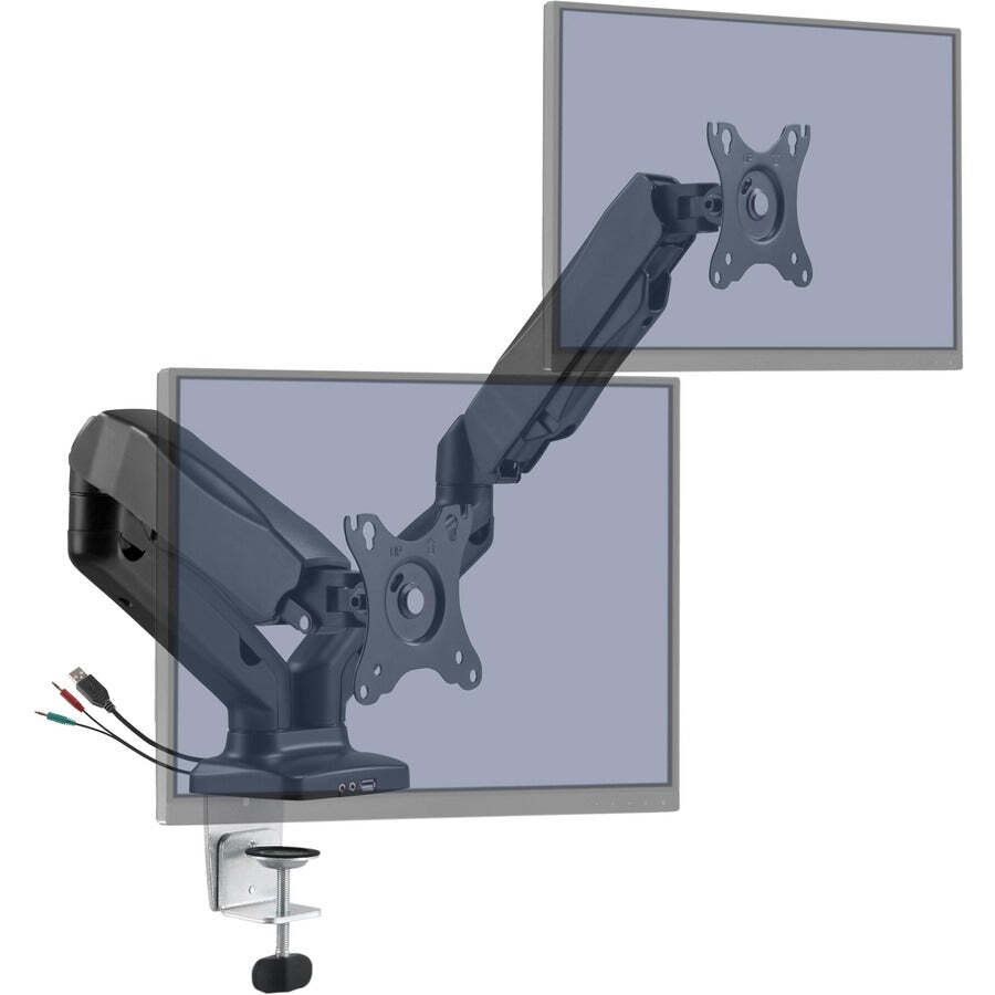 Lorell LLR99801 Dual Mounting Arm for Two Monitors - Black