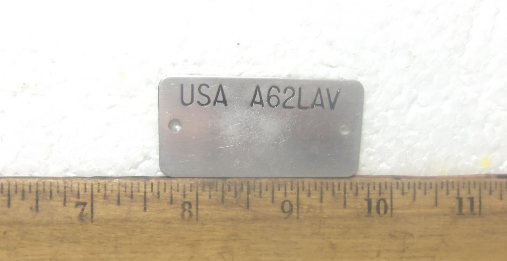USA - A62LAV – Name / Identification Plate (NOS)