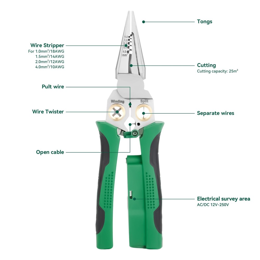 8 In 1 Wire Stripper With Voltage Tester, Multi-Function Electric Wire Stripp...