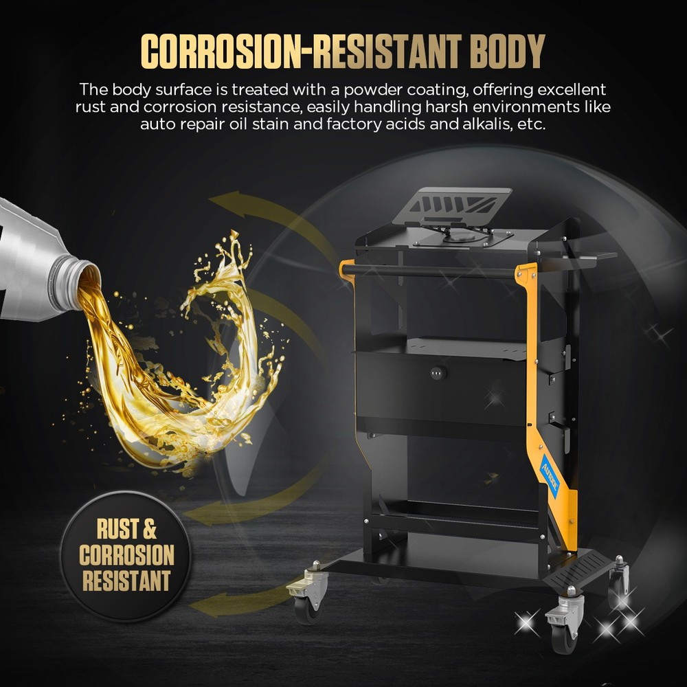 Rolling Tool Chest Tool Organizer Box w/ Rotating Lift Workbench Lockable Wheels