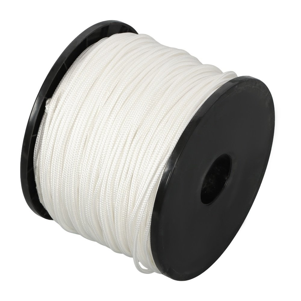 1/8" × 500' White Nylon Rope Sturdy Spool Solid Braid Rope Abrasion Resistance