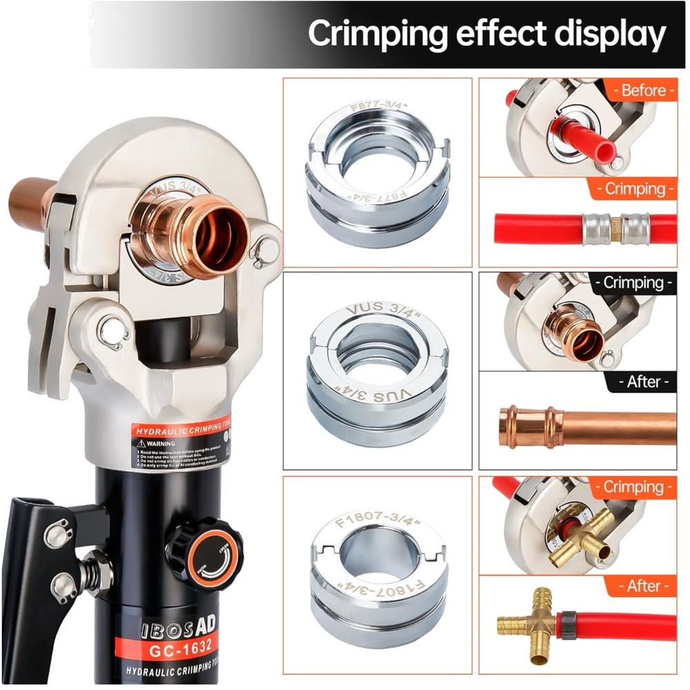 Hydraulic Pipe Fittings Crimper Tool with Various Sized Dies