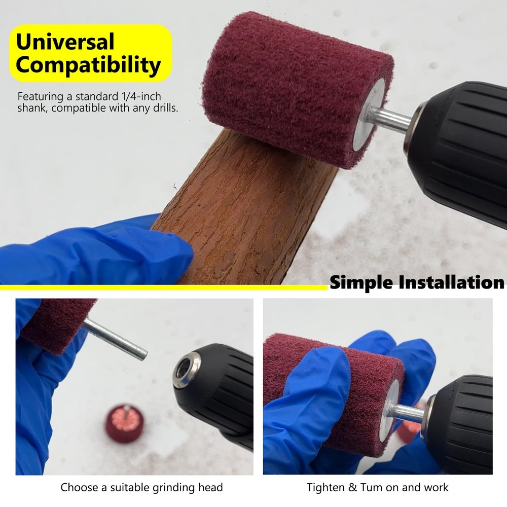 7 PCS Non Woven Abrasive Buffing Wheels Drill Attachment Set, Scouring