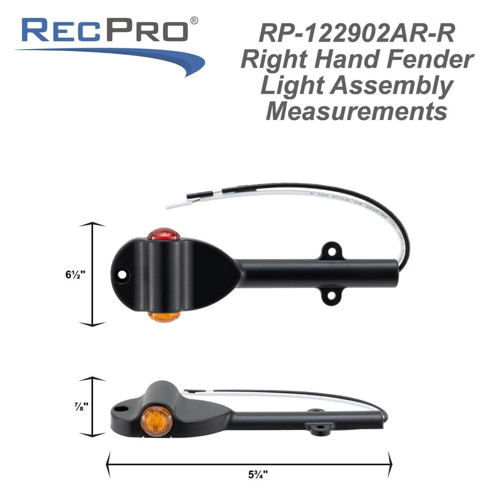 RecPro Trailer Left & Right Fender Light Set | 3/4" Dual LED | Red & Amber