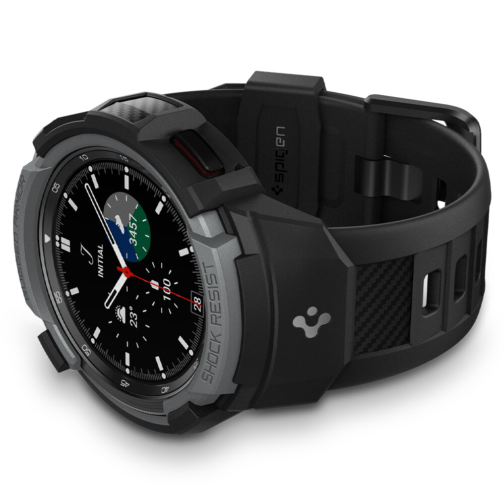 Galaxy Watch 4 Classic Case | Spigen [Rugged Armor Pro] Shockproof Slim Cover