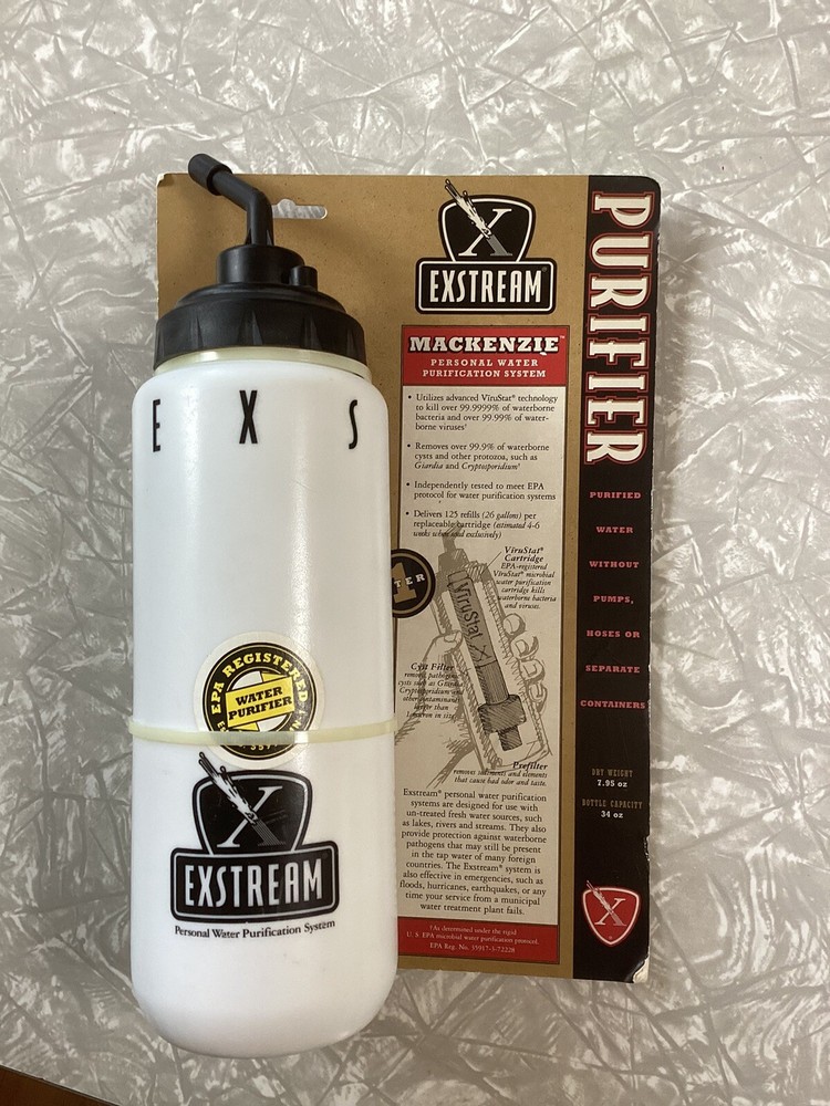 Exstream ~ Personal Water Purification System - 34 Ounce Bottle ~ MACKENZIE