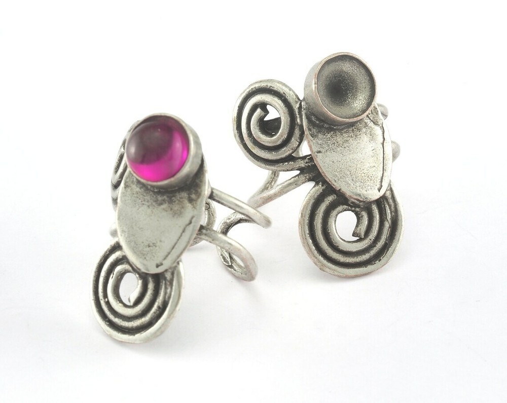 Adjustable Ring Bezel - Antique Silver Plated brass (18mm 7.5US inner size 2837