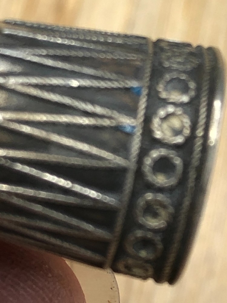 Vintage Sterling Silver Thimble - Bermuda- with chipped enamel work