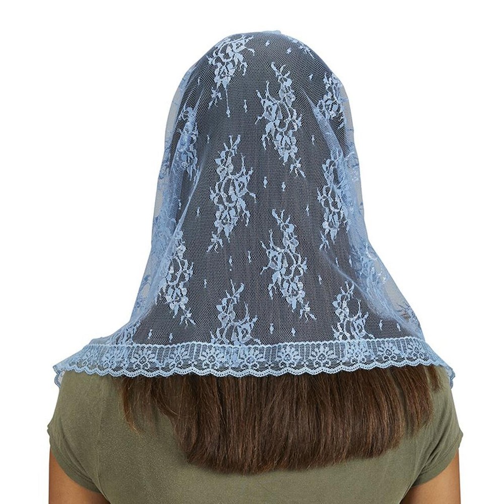 Infinity Chapel Veil - Light Blue Pack of 2 Features Loop Design with Lace Trim