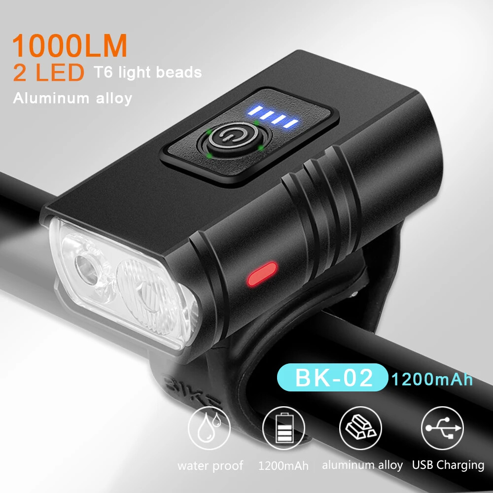 Bike Light Front T6 LED USB Rechargeable Bike Light Flashlight Power Flashlight