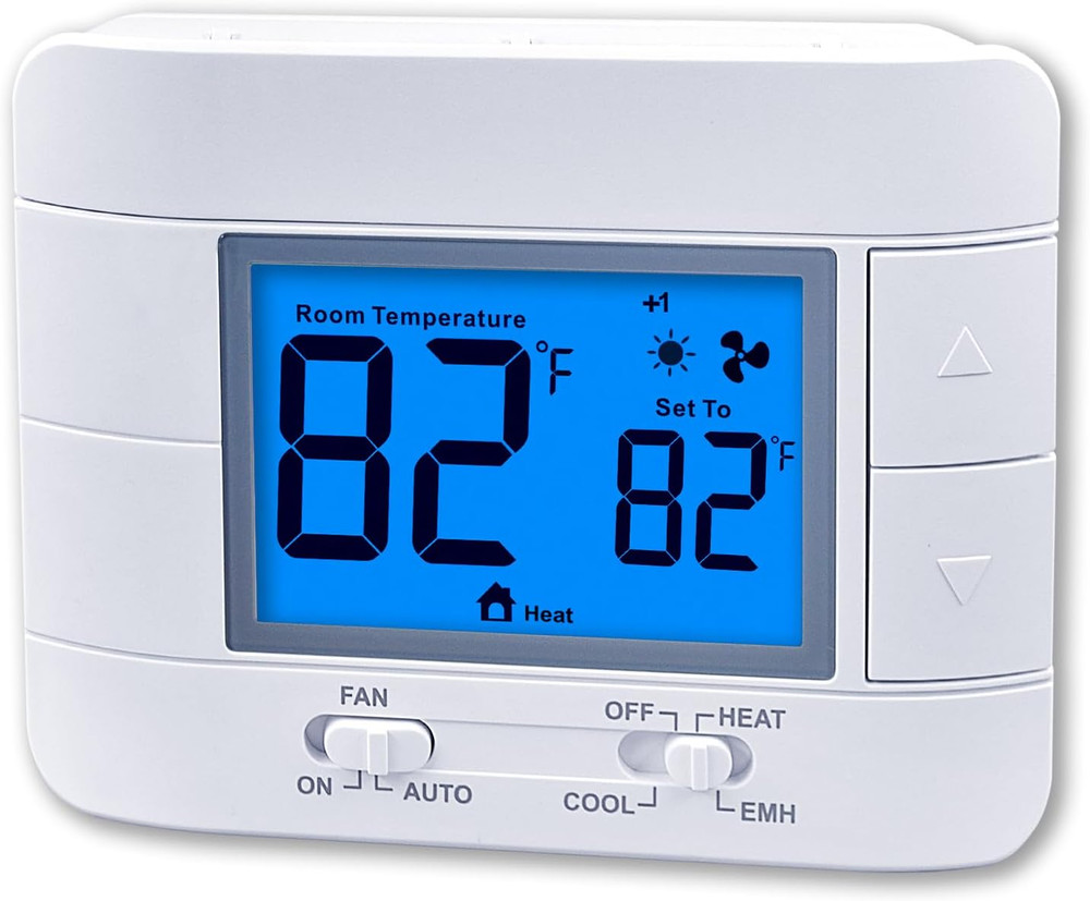 Non-Programmable Heat Pump Thermostat with LCD Display for Home Use