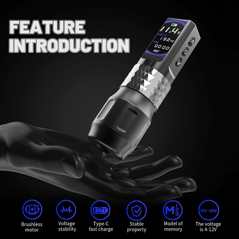 Wireless Coreless Motor Tattoo Gun Makeup Pen Machine Complete Kit Power 2000mAh