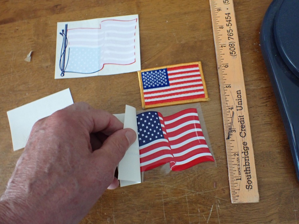 USA FLAG  ONE  DECAL STICKER  AND  ONE PATCH  BX M #11