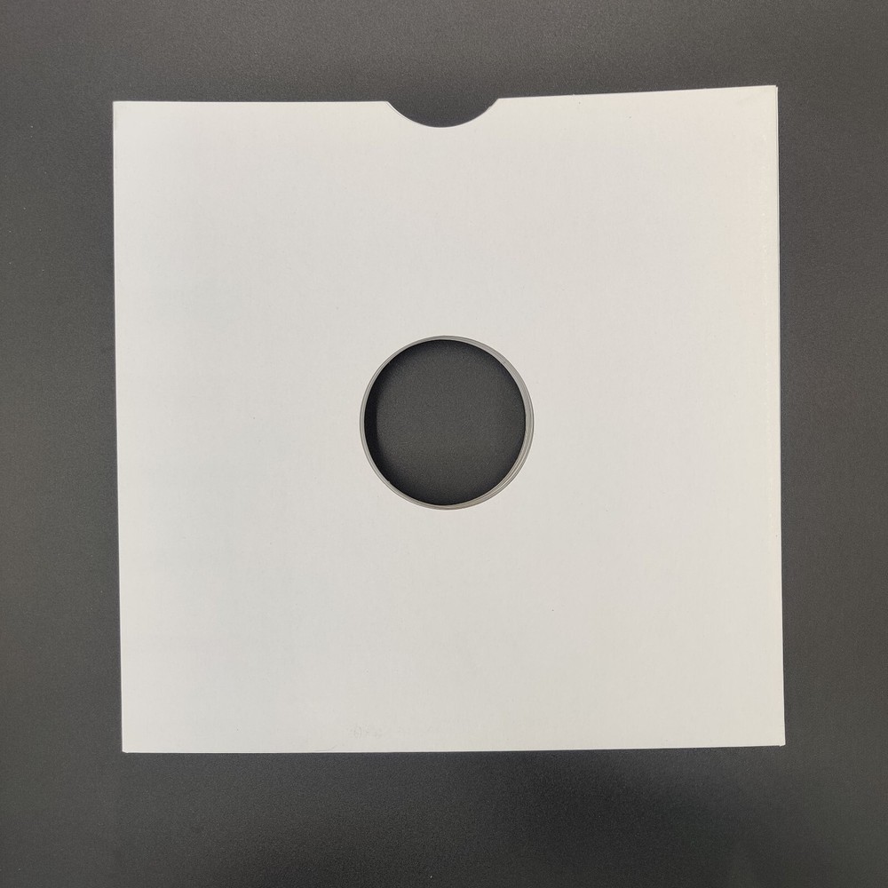 12" White card record sleeves masterbags with hole