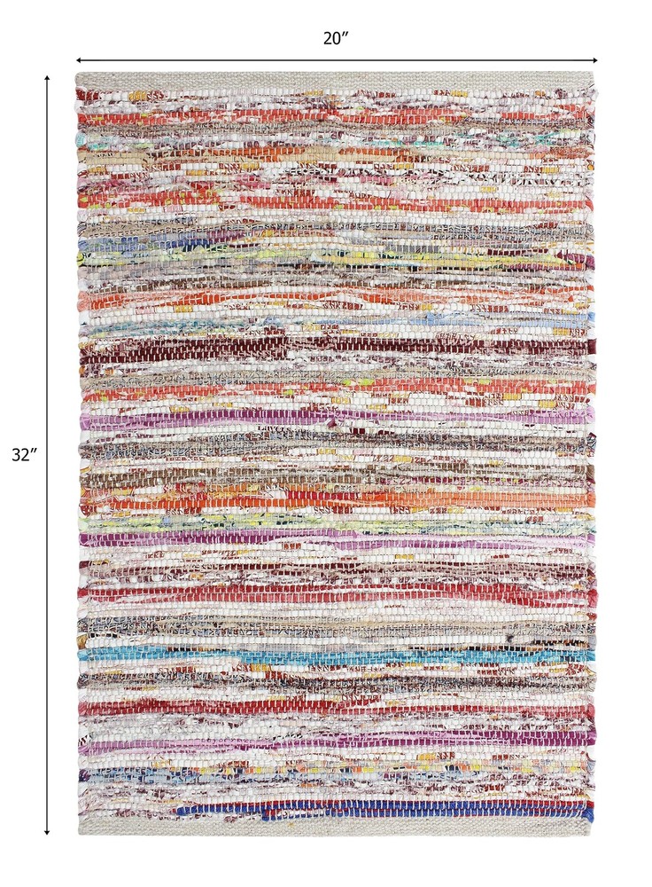 COTTON CRAFT Cotton Chindi 1'8" x 2'8" (Rectangular), Multi Color - 1 Pack