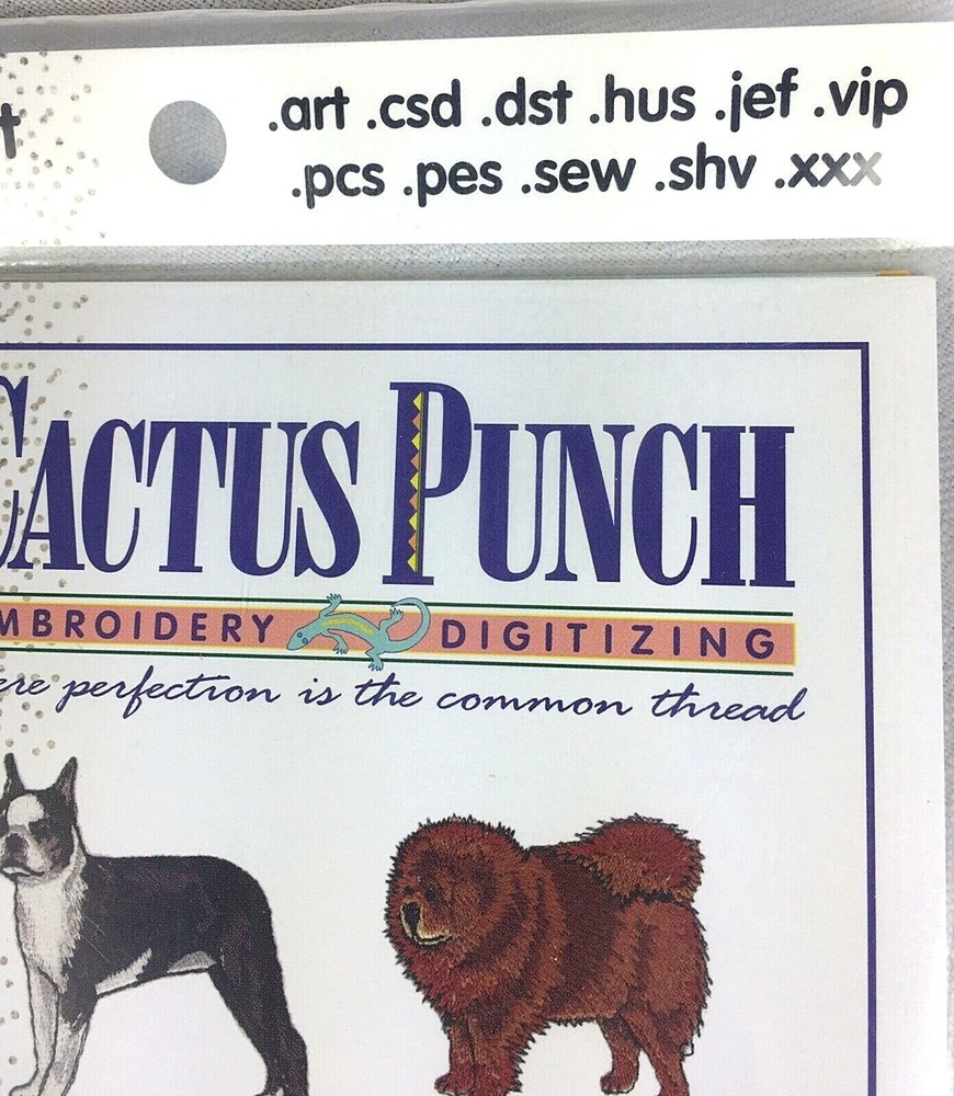 Cactus Punch Embroidery Digitizing - Dogs 19 Designs