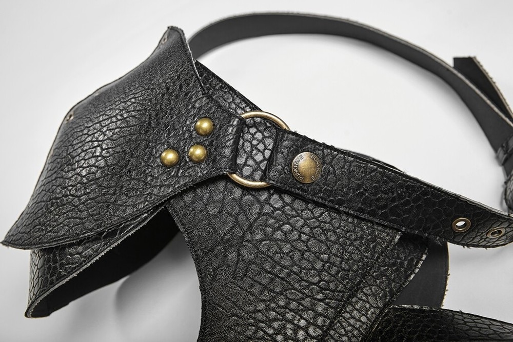 Man‘S Black Steampunk Thick Three-Dimensional Armor Oneshoulder Armor Accessory