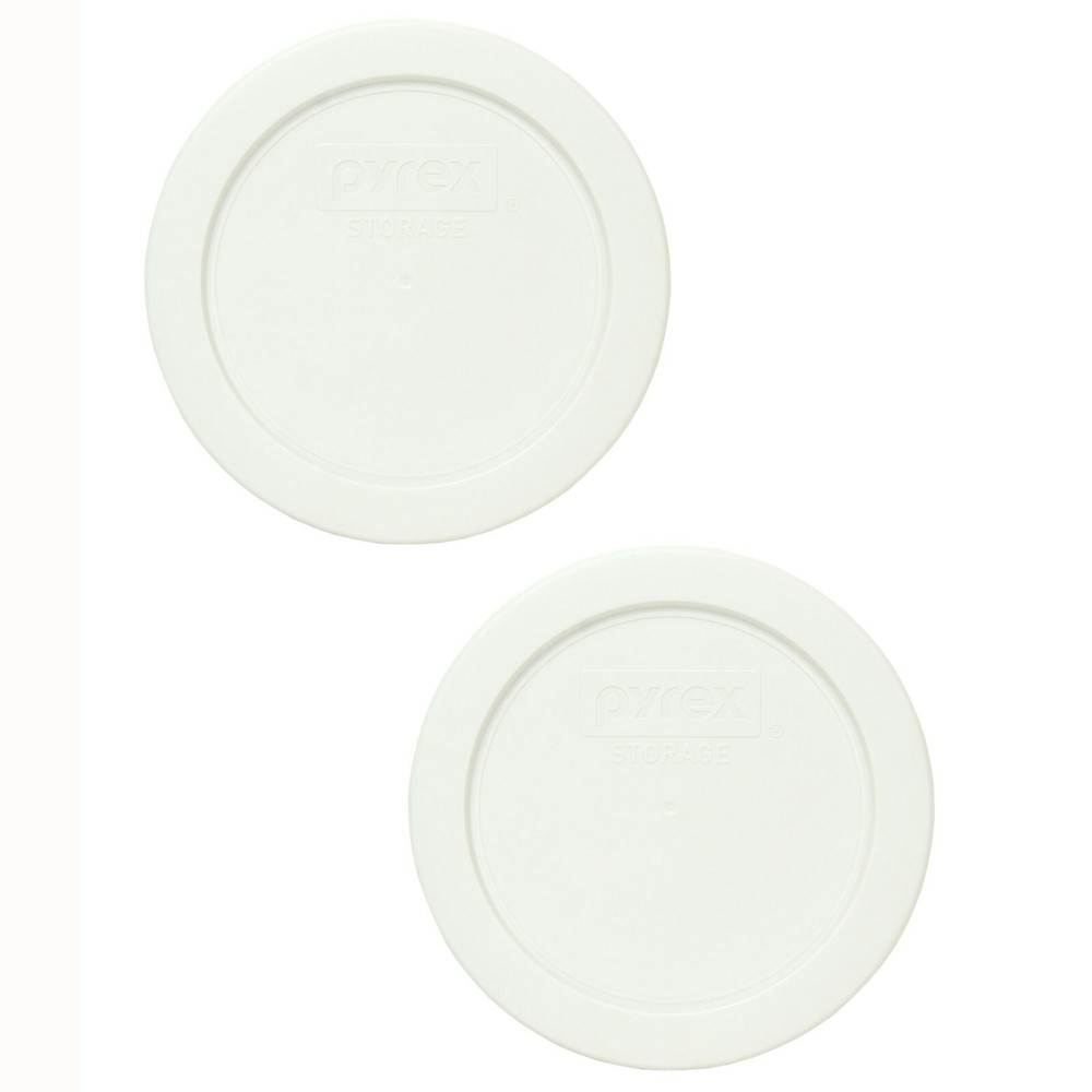 Pyrex 7200-PC White Round 2 Cup 5" Plastic Storage Lid Cover (2-Pack)