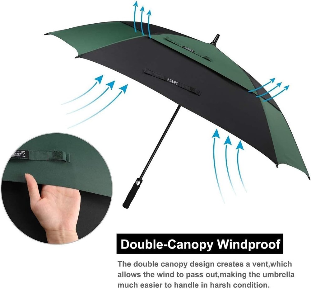 Extra Large Golf Umbrella 62/68 Inch Square Vented Windproof Auto Open Double...