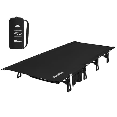 Extra Wide GreenWild Camping Cot, Folding Lightweight Camp Cot Bed, Black